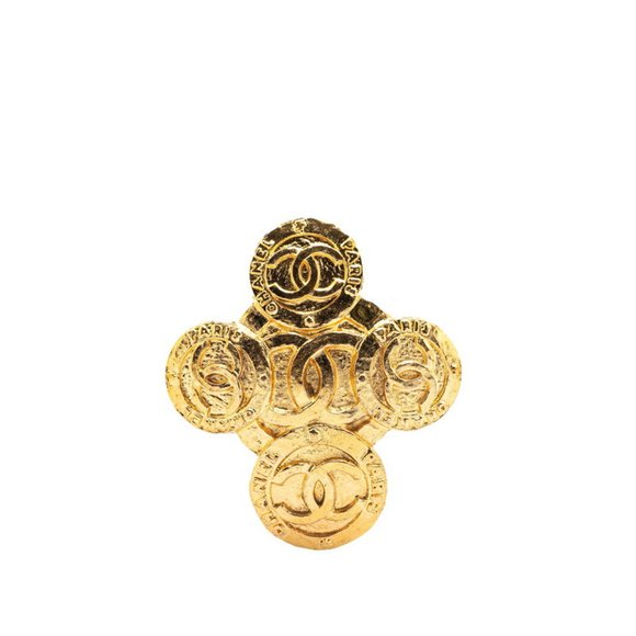 CHANEL Vintage Gold Logo Brooch - Picture 1 of 4